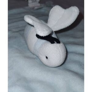 Burts Bees BEE Organic Baby Lovey Blue Security Blanket Knotted Crinkle 10" Soft